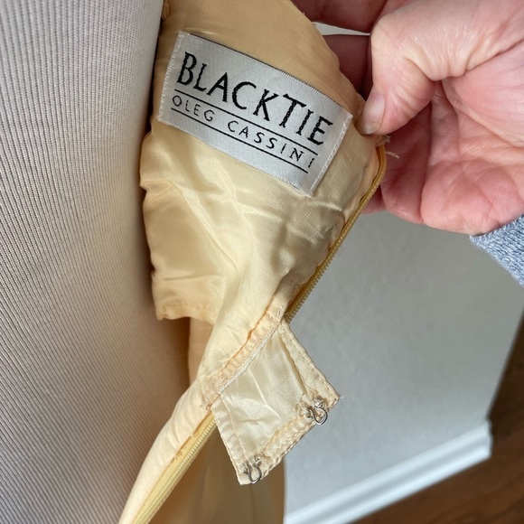 Vintage Butter Yellow Oleg Cassini BlackTie Cocktail Dress Size 6 - Picture 4 of 7